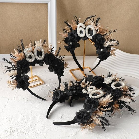 Black 40th Birthday Headband Women Gift Idea 40 Years Party Accessory